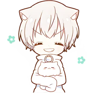☺️ Katze, Anime, niedlich, weiß, Figur, kawaii, Kätzchen, Cartoon whatsapp sticker
