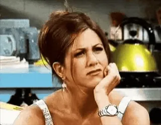 😐 Rachel Green Friends друзья, рэйчел грин, дженнифер энистон, телешоу, ситком, 90-е, думает telegram sticker