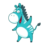👋 zebra, cartoon, dier, blauw, grappig telegram sticker