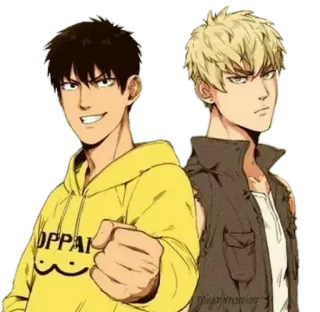 😲 Saitama One-Punch Man OPPAI Аниме, Ванпанчмен, Сайтама, Генос, Герой, Манга telegram sticker