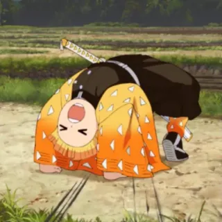 💛 Zenitsu Agatsuma Demon Slayer Zenitsu, Demon Slayer, anime, character, funny, manga whatsapp sticker