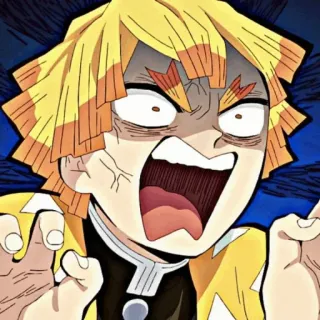 👺 Zenitsu Agatsuma Demon Slayer 젠이츠, 귀멸의 칼날, 애니메이션, 만화, 비명, 화난, 격노 telegram sticker