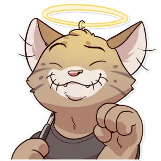 😇 chat, auréole, mignon, dessin animé, animal, autocollant telegram sticker