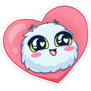 ❤️ mono, corazón, amor, esponjoso, dibujos animados, pegatina telegram sticker