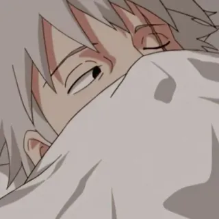 🗡️ anime, boy, sleepy, resting, white hair, indoors telegram sticker