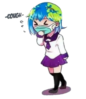 😷 COUGH terra, máscara, desenho animado, tosse, doente, anime, globo telegram sticker