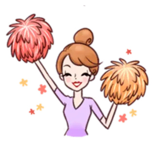 👯 Líder de torcida, Mulher, Pompons, Desenho animado, Animado, Torcendo telegram sticker
