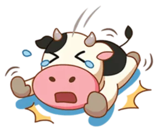 😭 krowa, kreskówka, zwierzę, płacz, słodki, naklejka telegram sticker