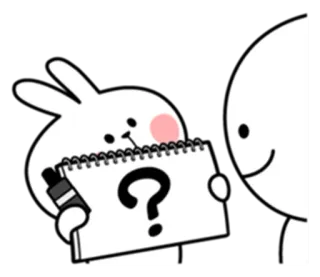 ⁉ ? вопросительный знак, кролик, мультфильм, стикер, рисунок telegram sticker