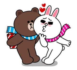 👫 หมี, กระต่าย, จูบ, ความรัก, มิตรภาพ, น่ารัก telegram sticker