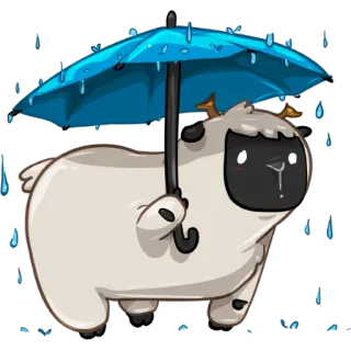 ☔ 동물, 우산, 비, 귀여운, 만화, 양 telegram sticker