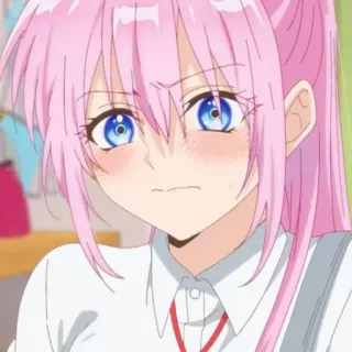 🌸 动漫, 女孩, 粉色头发, 可爱, 脸红, 卡通 telegram sticker