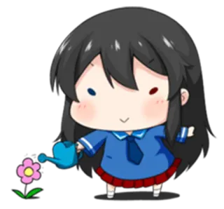 🌺 anime, chibi, girl, watering can, flower, cute telegram sticker
