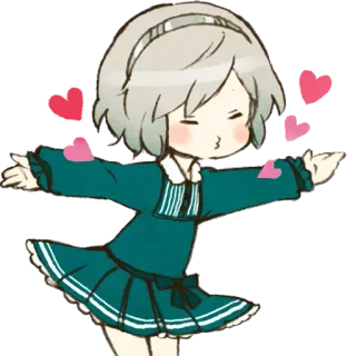 😘 Аниме, Чиби, Милый, Девушка, Сердечки, Любовь, Каваи telegram sticker
