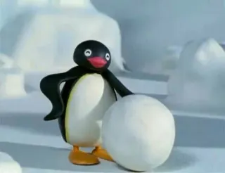 ❄ Pingu pinguino, cartone animato, animazione in plastilina, palla di neve, animato, programma per bambini whatsapp sticker
