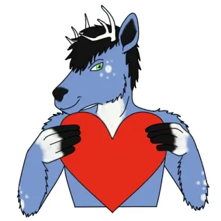 ♥️ cerf, coeur, poilu, amour, animal, dessin animé telegram sticker