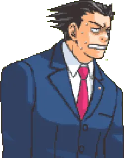 😓 Phoenix Wright Ace Attorney Phoenix Wright, Ace Attorney, attorney, sweating, pixel art telegram sticker