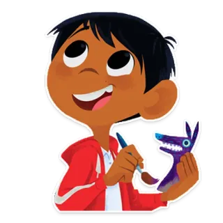 😄 Miguel Rivera Coco cartoon, disney, pixar, coco, painting, character, miguel rivera telegram sticker