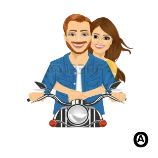 🤗 pareja, motocicleta, conducción, dibujos animados, viajes, aventura telegram sticker