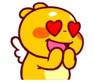 🌝 любовь, милый, мультфильм, глаза-сердечки, счастливый whatsapp sticker