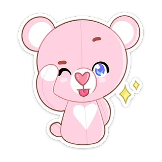 😉 Urso de pelúcia, Rosa, Kawaii, Fofo, Adesivo, Animal, Desenho animado telegram sticker