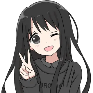 ✌️ Anime, Ragazza, Segno di pace, Carino, Cartone animato telegram sticker