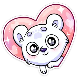 ❤️ милый, медведь, сердце, животное, мультик, каваий, стикер telegram sticker