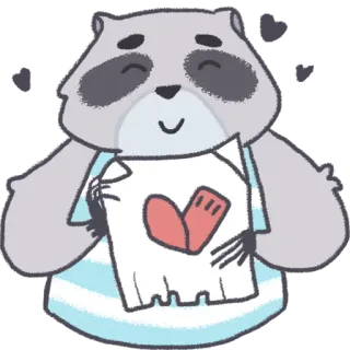 ❤ raccoon, heart, love, cute, animal telegram sticker