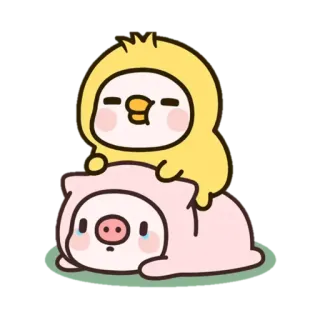 👯‍♀️ かわいい, 動物, 漫画, 豚, ひよこ, ステッカー telegram sticker