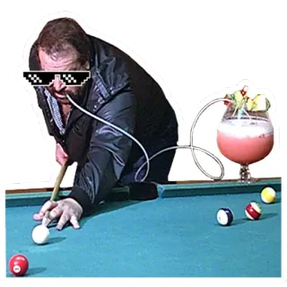 😎 bilhar, piscina, coquetel, meme, óculos de sol telegram sticker