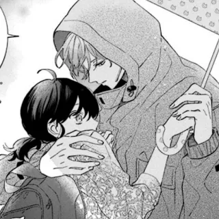 🍳 Mangá, Anime, Chuva, Casal, Abraço telegram sticker