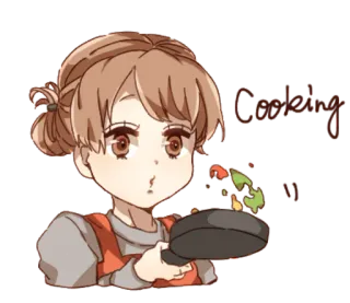 👩 Cooking kochen, essen, cartoon, küche, frau, rezept telegram sticker