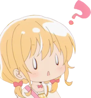 ❔ Anime, Punto interrogativo, Confusione, Bionda, Carina, Ragazza, Chibi telegram sticker