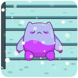 😞 Blob, triste, solo, inverno, neve, scale, cartone animato telegram sticker