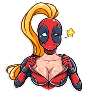 😉 การ์ตูน, เดดพูล, แฟนอาร์ต, ล้อเลียน, ซูเปอร์ฮีโร่, เซ็กซี่ telegram sticker