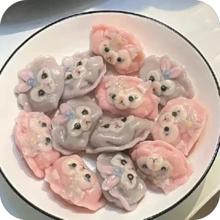 🫥 jedzenie, słodkie, deser, pierogi, kawaii, królik telegram sticker