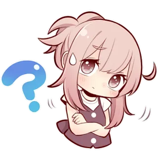 ❓ Anime, Chibi, Punto interrogativo, Carino/a, Ragazza, Confuso/a telegram sticker