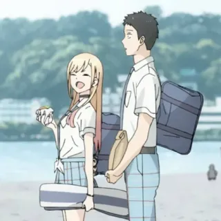 ❤️ Anime, Coppia, Spiaggia, Scuola, Romance telegram sticker