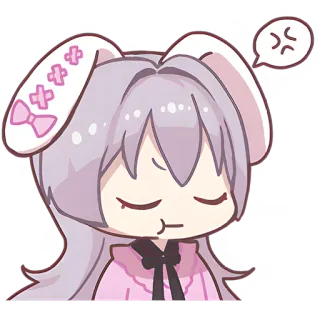 😋 Anime, Konijn, Cartoon, Sticker, Schattig, Boos telegram sticker