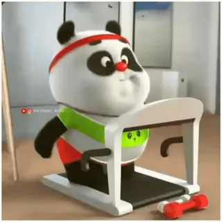 🌟 panda, fitness, exercise, treadmill, cartoon, cute, workout telegram sticker