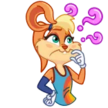 🤔 Lola Bunny Space Jam กระต่ายการ์ตูน, กำลังคิด, เครื่องหมายคำถาม, สับสน, น่ารัก, ตัวการ์ตูน, โลล่า บันนี่, สเปซแจม telegram sticker