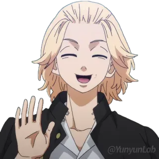 👋 Mikey Tokyo Revengers Mikey, Tokyo Revengers, Anime, Karakter, melambai, senang, rambut pirang telegram sticker