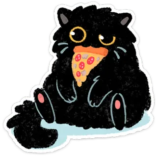 🍕 mèo, pizza, động vật, dễ thương, hoạt hình, nhãn dán, mềm mại, thức ăn whatsapp sticker