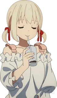 🥤 Anime, Bebendo, Bonito, Garota, Chibi telegram sticker
