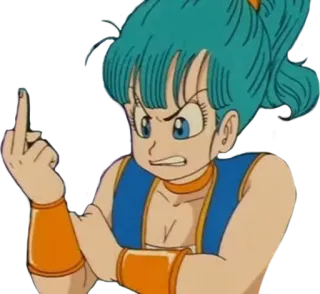 🖕 Bulma Dragon Ball Bulma, Dragon Ball, Anime, Dibujos animados, Dedo corazón, Ofensivo, Gesto whatsapp sticker