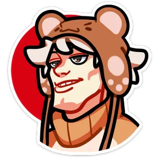 😤 sticker, cartoon, bear hat, character, portrait telegram sticker