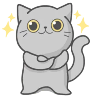 ✨ kat, schattig, dier, grijs, kawaii, sticker telegram sticker