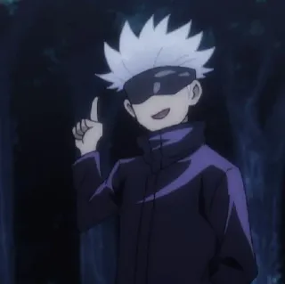 ☁️ Gojo Satoru Jujutsu Kaisen Anime, Jujutsu Kaisen, Gojo Satoru, Personaje, Pelo Blanco, Uniforme Negro, Sonrisa, Dibujo Animado telegram sticker
