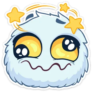 🤪 Dibujos animados, Emoción, Lindo, Personaje, Expresión, Mareado, Estrellas, Esponjoso telegram sticker