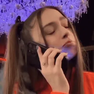 😕 girl, phone, calling, reaction, expression, talking, young woman, pout telegram sticker